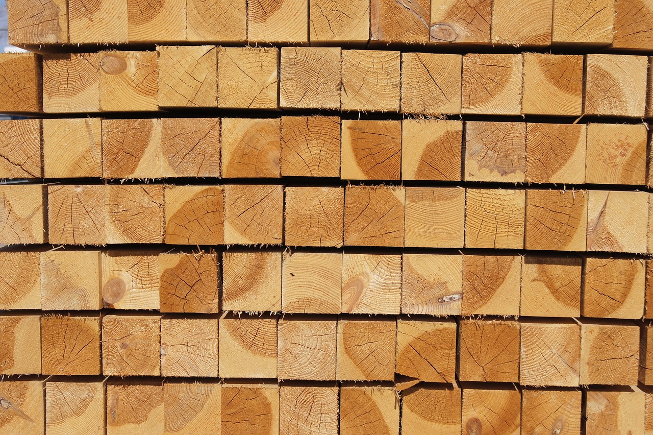 Sawn timber stacked and graded