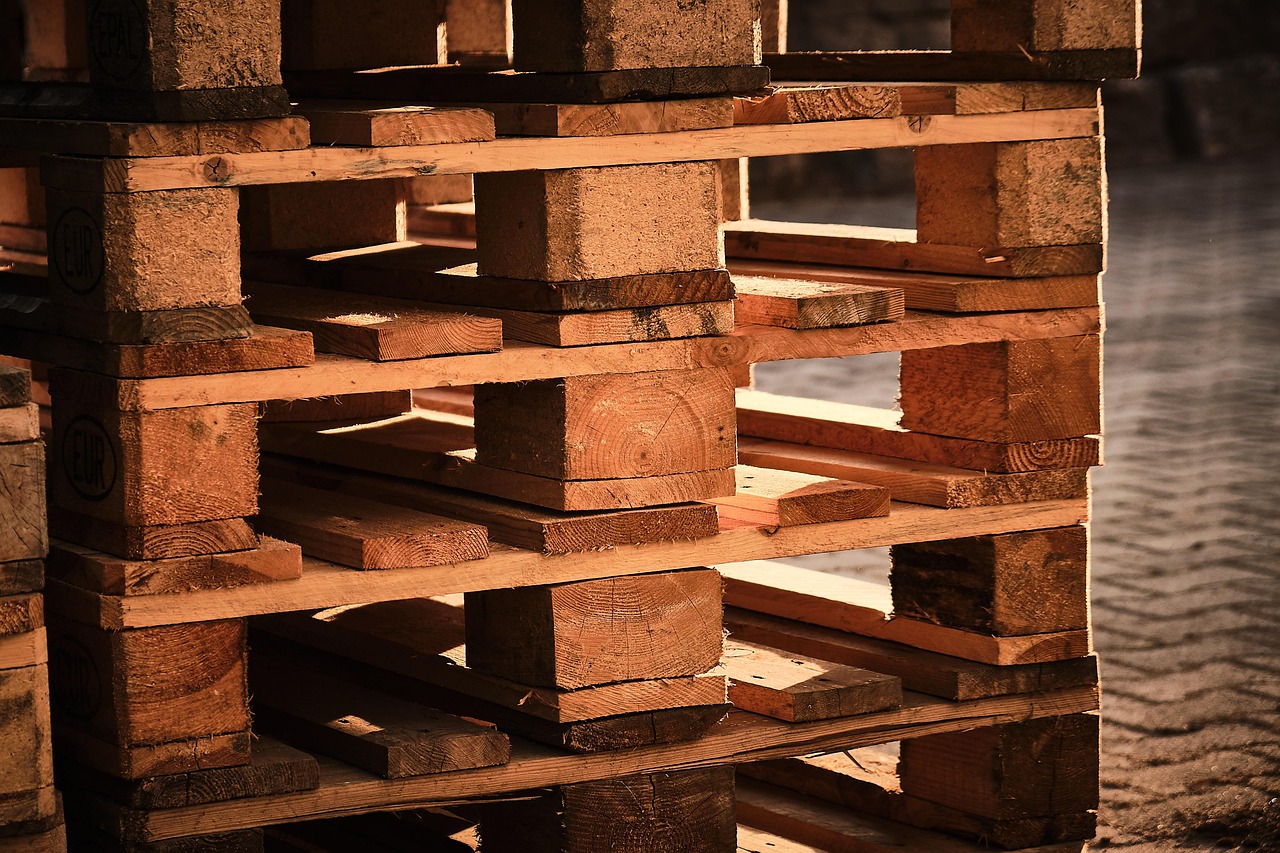 Wooden shipping pallets